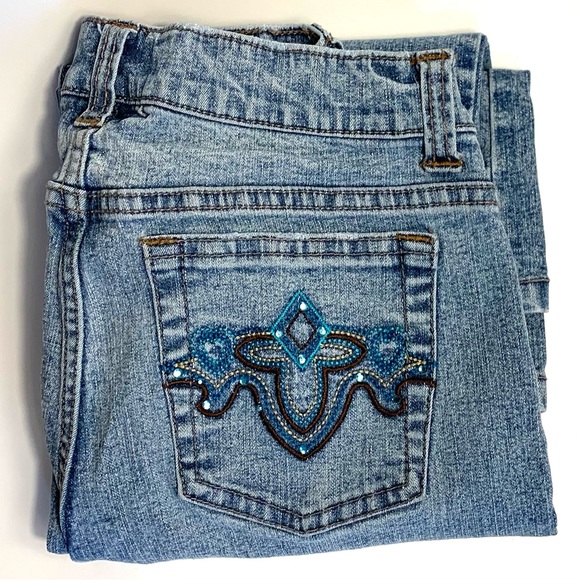 SO Stretch Embellished Jeans Turquoise Stitching - Picture 1 of 16